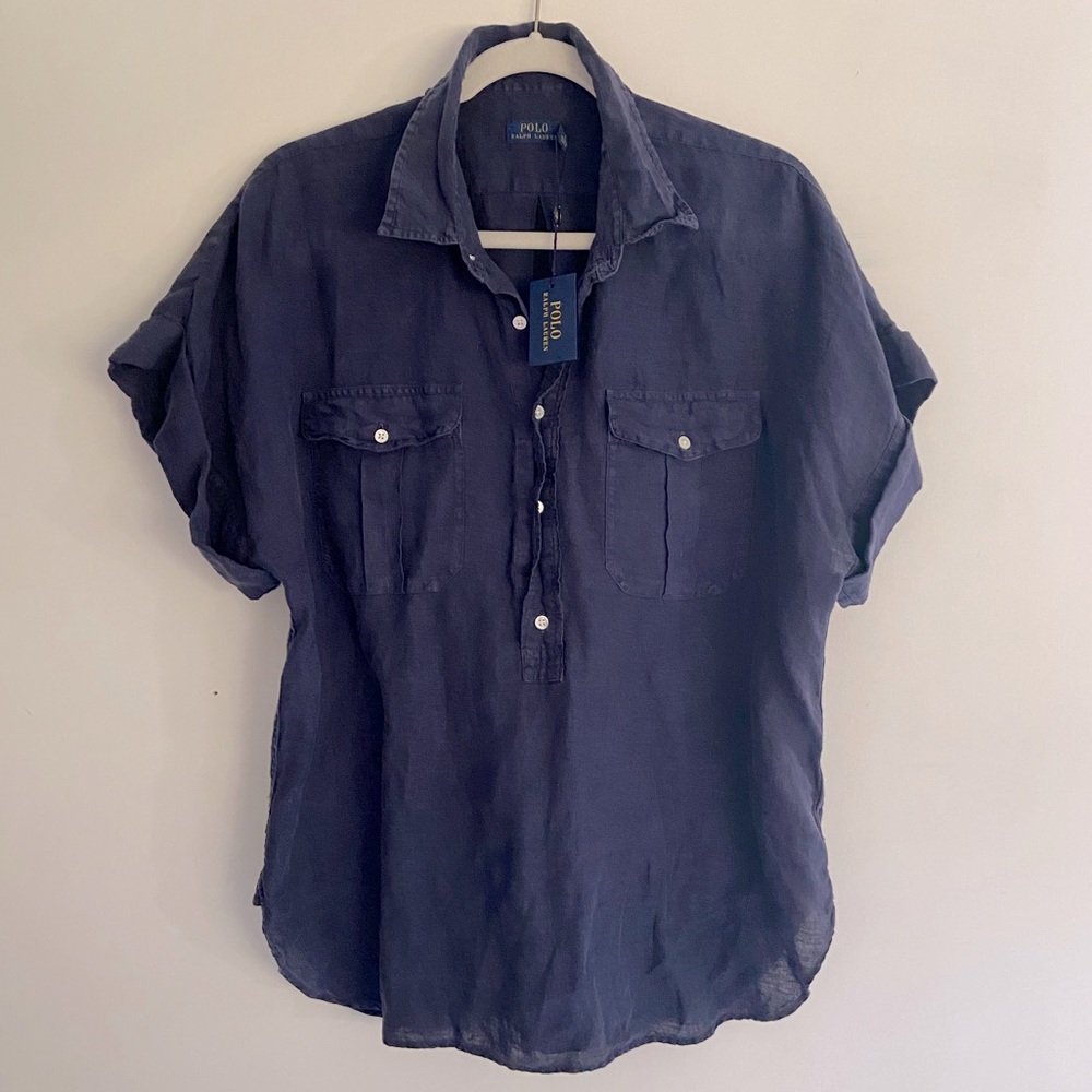 Polo Ralph Lauren Linen Shirt Navy Large